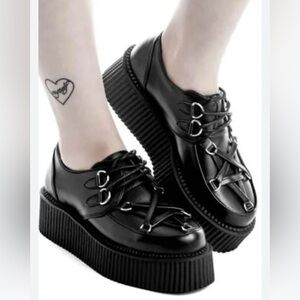 Killstar Hexellent Creepers Gothic Pentagram Mismatch Platform Black Punk SZ 10